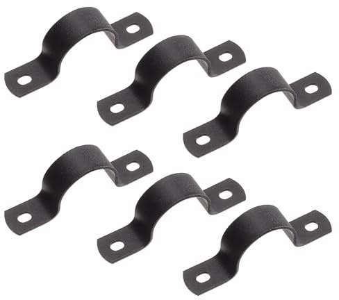 NICENEEDED 6 PCS Black U-Bracket Carbon Steel Clamp, Thickened Pipe Clamp U-shaped Clip Two Hole Strap U Bracket, U-tube Brackets for pipe fixed Installation Balcony Railing
