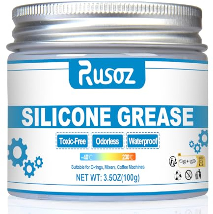 Rusoz Silikonfett 100g Mehrzweckfett Schmierfett für Dichtungen, Wasserdichtes Armaturenfett für O-Ringe, Armaturen, Dichtunge, Silicone Grease für Batteriepol, Gummipflege, Zündkerzen