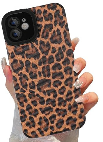 Xylota Cover per iPhone 11 6,1 Pollici, Moda Semplice e Carina con Design a Strisce Custodia Protettiva Case, Anticaduta Sottile TPU Silicone Bumper Anti-Graffio Custodie per iPhone 11,Leopardo 03