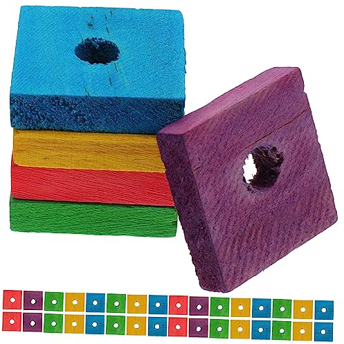 GALPADA Juguete de Madera para Morder y Rechinar, 100 Piezas, Virutas | Agujero para Colgar, Formato Diy, para Pájaros Pequeños y Periquitos, Juguetes Loros Color Aleatorio