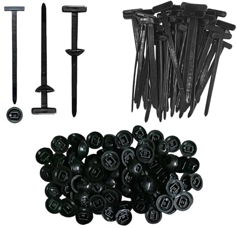 100PCS Nylon Universal Cable Tie Buckle, Heavy Duty Self-Locking Cable Ties Black, Multipurpose Push Mount Zip Ties, UV-Resistant Snap-fit Nylon Fastening Clip for Car Repairs