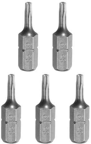 QUARKZMAN 5 Pezzi T9 Torx Punta Cacciavite 1/4 Codice Esagonale 25mm/1 Lunghezza Acciaio S2 Testa Stella 6 Punti Punta Cacciavite Sicurezza Con Foro A Impulso Utensili Elettrici, Grigio