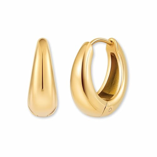 Orecchini a cerchio in acciaio inox per donna | Cerchi eleganti in oro 18K | Mini orecchini a cerchio dorati (18 mm) – Impermeabili e anallergici