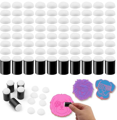80 Stück Finger Schwamm Daubers, Multifunktional Fingerschwamm, Malerei-Schwamm, Haltbarer Kunststoffgriff, Handwerk Zeichnen Schwamms für Malen,Kunst Tinte,DIY Vorlagen,Karten Herstellung (Schwarz)