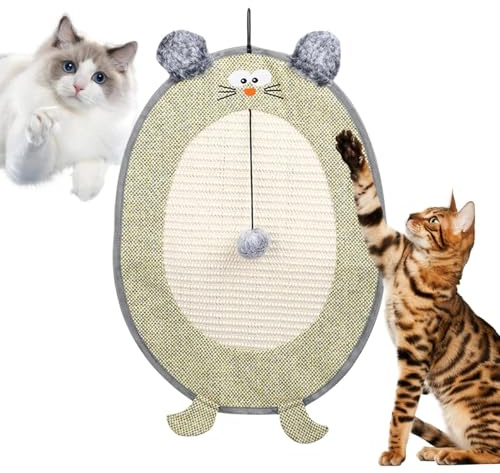 Katzenkratzmatte - Hangable Teppich Cratcher, Interactive Kitten Toy | Anti -Scratch -Möbelschutz Sofa Couch Verteidiger, Langlebiges Sisalseil Freiständige Pad Mit Feder Teaser -Ansatz