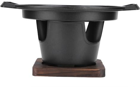 Tnfeeon Mini Griglia a Carbone Portatile Senza Fumo per Uso Domestico, Struttura in Alluminio e Legno, Distribuzione Uniforme del Calore, Ideale per Campeggio e Barbecue all'aperto