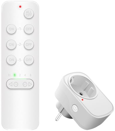 NineLeaf Steckdosen mit Fernbedienung,1 Pack Steckdosen und 1 Fernbedienung, Timer und Zeitplan,500FT Steuerungsbereich,15A/1500W für Haushaltsgeräte,weiß