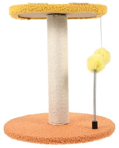 Angoily Bee-Shaped Cat Tree with Integrated Scratching Post Small Indoor Cat Climber and Cozy Kitten Playhouse Decorative Pet Scratching Pole
