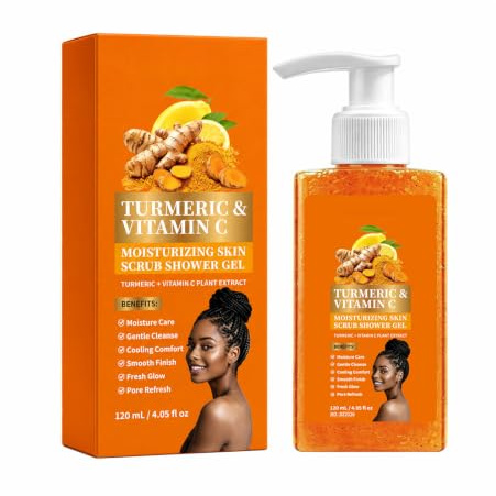 Turmeric & Vitamin C Peeling-Duschgel - Natürliche Tiefenreinigung für zu Akne neigende Haut, Unreinheiten & dunkle Flecken, für Po & Bikinizone, Körperpflege für Männer & Frauen (1pc)