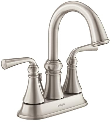 Moen WS84850SRBN Wetherly Two-Handle High Arc Bathroom Faucet, Spot Resist Brushed Nickel