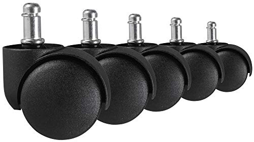 KADIMA DESIGN 5er Set Rollen für Bürostuhl 11/50mm Teppichbodenrollen Weichbodenrollen