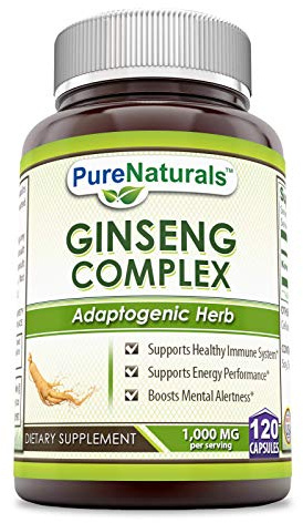 Pure Naturals Ginseng Complex - 1000mg per Serving, 120 Capsules Per Bottle - Supports Healthy Immune Function, Brain Health, Promotes Energy Performance and More