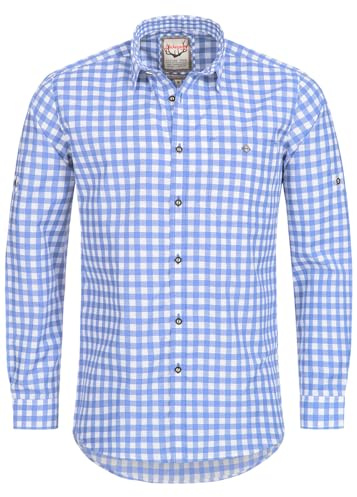 Stockerpoint Camicia Tradizionale (Modello: OC-Franzl), Camicia Bavarese a Quadretti, vestibilità Moderna Ghiaccio L