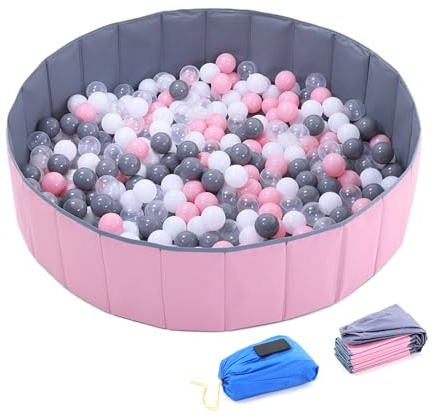 4 Feet Ball Pit for Kids/Baby Play Yard/Playpen/Fence, Folding Portable, No Need to Inflate, More Than 12 Sq.ft Play Space, Two Colors