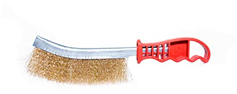 Terryshop74® Spazzola in Ferro 10 (250 mm) con Setole in Ottone – Manico Rivestito in PVC Antiscivolo – Ideale per Pulizia, Sbavatura, Rimozione Ruggine e Vernice – Confezione in Blister