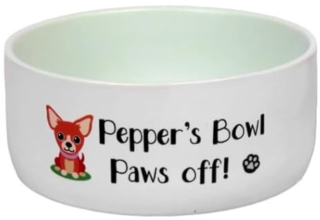 Personalised Pet Bowl | Hands off Dog Bowl | New dog present | puppy bowl | pet bowl animal bowl | Ceramic pet bowl | Pet Accessories (Medium Bowl)