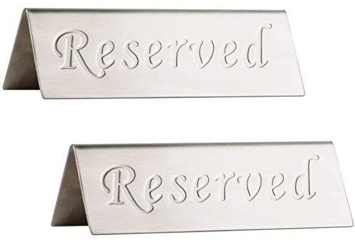 POFET 2 Stück Edelstahl Reserviert schilder Tischschild 12 * 4cm Reservierte Tischkarten Gastreservierung Tisch-Sitzschild Für Restaurant Hochzeit Sitzreservierung, Silber