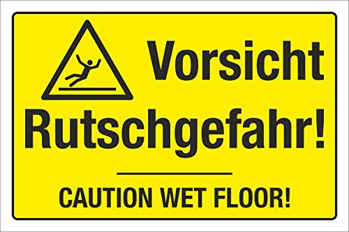 WERBEPUNKT. Schild Vorsicht Rutschgefahr Hinweisschild Caution Wet Floor 3 mm Alu-Verbund 600 x 400 mm