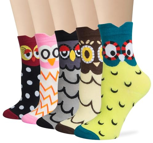 5 Paires Femme Chaussettes Fantaisie Chien Chat Mignonnes D'animaux Hiver de Coton Multicolore,Vert,Taille unique