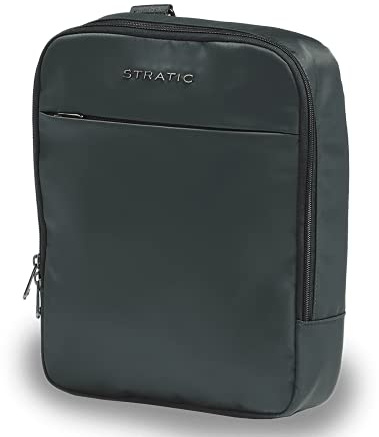 Stratic Pure Messenger Bag Umhängetasche Tablet nachhaltig, wasserabweisend, mit Tabletfach, Masken- und Hygienefach, L, black