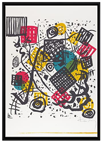 Pixxprint Wassily Kandinsky - Kleine Welten V Leinwandbild 100x70 cm im Bilderahmen, Wandbild, Schattenfugenrahmen, Kein Poster