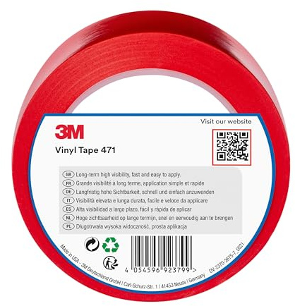 3M 471 Hochwertiges Weich-PVC-Klebeband, 50 mm x 33 m, Rot