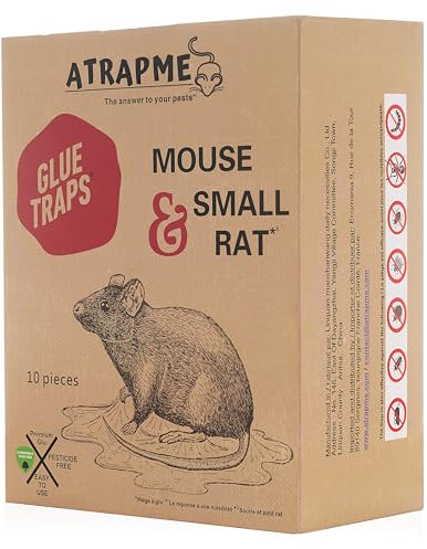 ATRAPME Lot de 10 pièges à glu pour Rats et Souris, Grande Taille 22 x 34 cm, Colle résistante et sans Poison, Efficace pour nuisibles domestiques