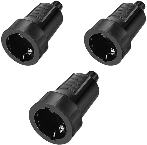mizikuu Presa Volante Schuko, 3 Pezzi Contatti Di Protezione In Gomma 230V, 16A e 3,5kW Impermeabile IP44 Europea Spina di Sicurezza con Protezione Antipiega Accoppiamento, Nero