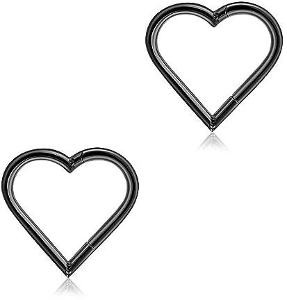 Lantine 2 Stück Herz Daith Piercing Edelstahl CZ 16G Nasenpiercing Ohrringe | Lantine Gold Silber Schwarz Zirkonia Creolen Segmentring Clicker Nasenring Chirurgenstahl Tragus Rook Knorpel Ohrringe 8/10mm