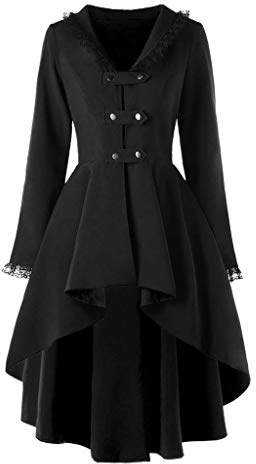 Steampunk Damen Jacke - Gothic Frack Damen Mantel Punk Gehrock Mittelalter Viktorianische Mäntel Renaissance Palast Vintage Smoking Klied für Frauen Halloween Kostüm Karneval Party Kleidung