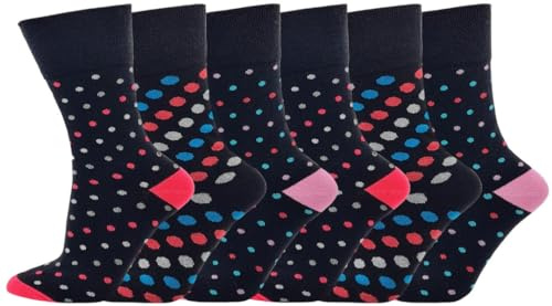 Lot de 6 paires de chaussettes pour femmes SOCK-TEC, non élastiques, en coton doux, spécialement conçues pour les diabétiques, avec ouverture large et adhérence confortable, pointures 37 à 42, Option