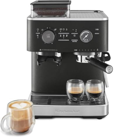 KitchenAid Semi Automatic Espresso Machine with Burr Grinder, 2.5L, Cast Iron Black, KES6551BK
