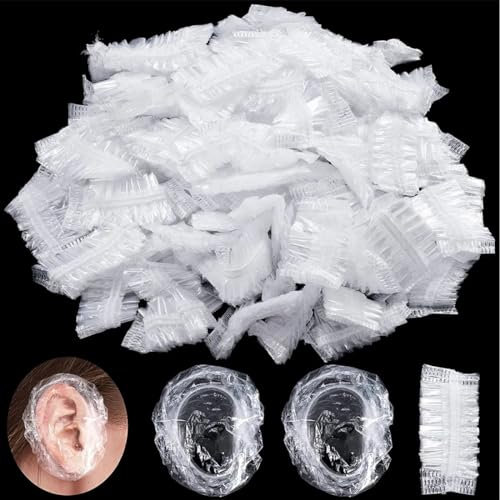100 Pezzi paraorecchie Doccia Impermeabili, Monouso, Trasparente Cuffie Orecchio con Fascia Elastica, per casa e Hotel, Bagno, Spa,ect