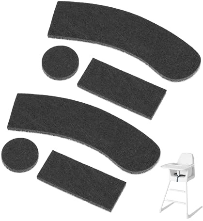 Filzgleiter für Hochstuhl, 1 Set, kompatibel mit IKEA LANGUR Kinderhochstuhl, in Schwarz, zum Kleben, Stuhlbeingleiter Kinderstuhl, Filz Gleiter Pad Stuhlbein, Babystuhl Bodenschoner Kit selbstklebend
