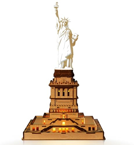 Hallisun 3D Holzpuzzle für Erwachsene, Freiheitsstatue Architekturmodell aus Holz Sammlerstück, New York Souvenir Mechanisches DIY Spielzeug Dekoration, Weihnachts und Geburtstagsgeschenk 147 Teile