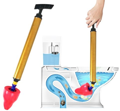 Toilet Unblocker, 2025 New Toilet Plunger, Toilet Plungers for Unblocking, Toilet Plungers for Unblocking Bathtub, Shower, Floor,Drain and Pipe Clog (1, gold)
