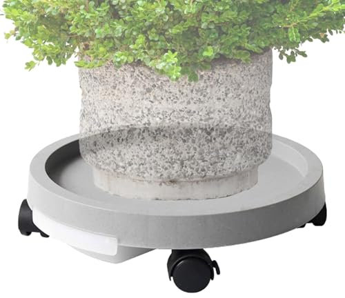 Pflanzenroller-Basis – Rollen-Pflanzenpalette | Untersetzer für Blumentöpfe aus Kunstharz auf Rädern, Pflanzenständer mit Wasserspeicher und feststellbaren Rollen, Blumentopf-Caddy für Blumentöpfe und