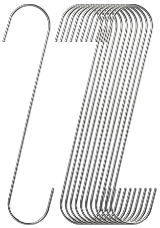 EveStroKA S-Haken, groß, Edelstahl, robust, zum Aufhängen, 30 cm, 12 Stück