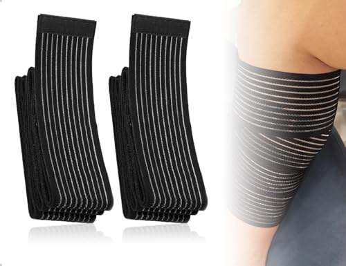 Emezddo Confezione da 2 supporti per ginocchia,fasce elastiche regolabili per il supporto del ginocchio,fasciatura sportiva da donna e da uomo,per braccio,gomito,polpaccio,mano,caviglia,polso(nero)