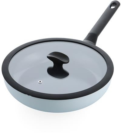BK Enjoy Antihaft-Keramik Schmorpfanne mit Deckel Ø 28 cm/3,4 l, PFAS-frei, Induktionspfanne, Ofenfest bis 160 °C, Spülmaschinenfest, Schnelle Erhitzung, Kühl Bleibende Griffe, Blau