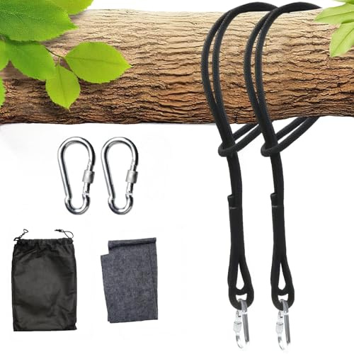 Schaukel Hängematte Befestigungsseil, 150cm x 2 einstellbar Aufhängeset mit Karabiner, Indoor Outdoor für Schaukelbalken, Baumschaukel, Hängesessel, Yoga & Sandsack, bis 600KG