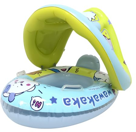 BommFu Bouée De Natation pour Bébé avec Pare-Soleil, Jouet Aquatique Anti-retournement, Anneau De Natation avec Siège De Sécurité pour Kids De 1 À 6 Ans