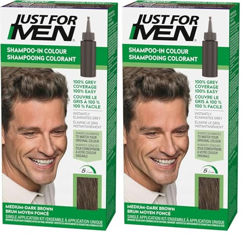 Just For Men Gel Colorant, Teinture Cheveux Brun Moyen Foncé, Coloration Cheveux Homme, Couvre Les Cheveux Blancs Et Restaure La Couleur D'Origine Pour Un Résultat Naturel, Rapide Et Facile, H40