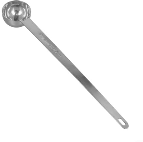 Cuillère doseuse en acier inoxydable avec long manche et graduation transparente, conçue pour remuer et mesurer le café, la farine, les poudres d'assaisonnement et d'autres ingrédients (20 ml)
