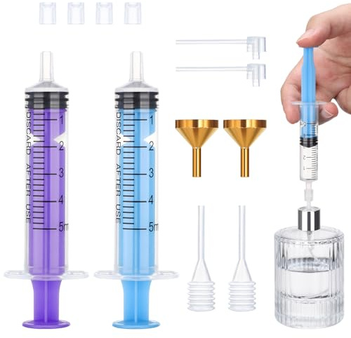 Segbeauty Herramienta de Transferencia para Colonia, 5ml Jeringa para Sacar Perfumes, Bomba Dispensadora de Perfume y Pipetas, Embudo de Metal