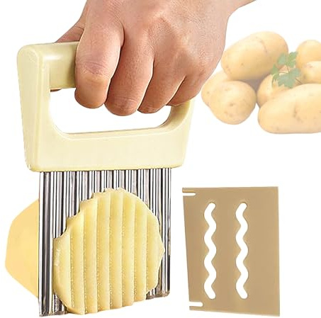 Taglio di patatine in acciaio inossidabile,Affettatrice di patate ondulate | Strumento di taglio per verdure cipolle frutta Preparazione cibo cucina casa