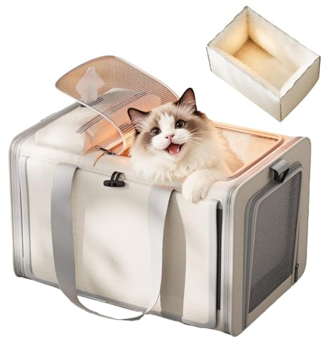 Katzentransporttasche | Großvolumige Transportbox Mit Abnehmbarem Innenfutter | Organizer Für Reisen Mit Haustieren,Für Kurze Ausflüge Spaziergänge Auto Innenbereich Außenbereich