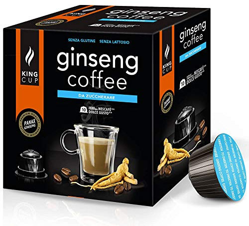 King Cup - 6 Paquets de 10 Capsules de Ginseng Sans Sucre, 60 Capsules 100% Compatible avec le Système Nescafè Dolce Gusto de Boisson Aromatisée Ginseng, Sans Gluten et Sans Lactose