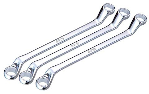 PS Products Ringschlüssel, abgewinkelt, 75 °, metrisch und Zoll, 3 Stück