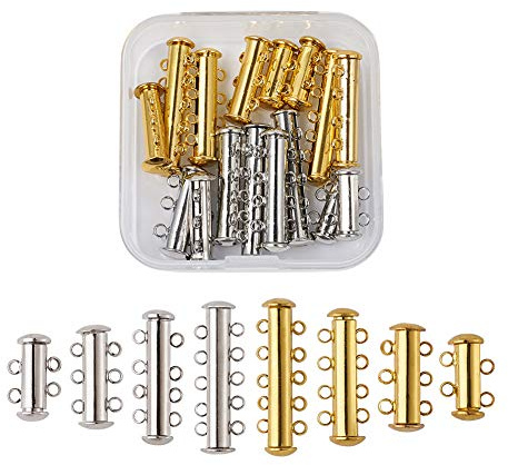 Pandahall 16 Set in Ottone dorato e Platino Multi-fili chiusure Chiusura lampo magnetica Collana Bracciale Gioielli fermagli Tubo